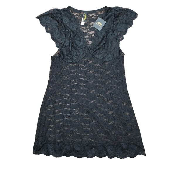 Just Sexy Lingerie Other - Just Sexy Lingerie XL Black Lace Nightgown Top Flutter Cap Sleeves New